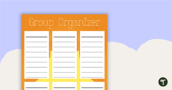 Groups Organizer Chart - Orange Starburst teaching resource
