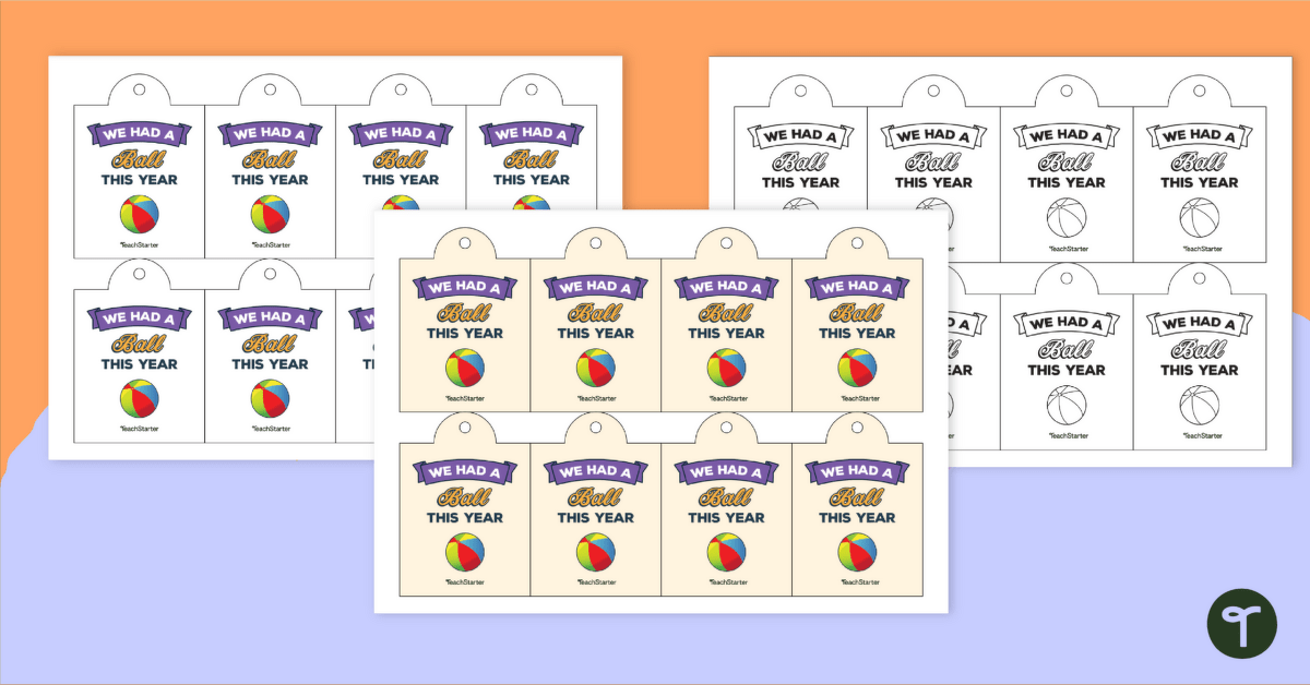 Student End of Year Gift Tags - We Had a Ball This Year teaching resource
