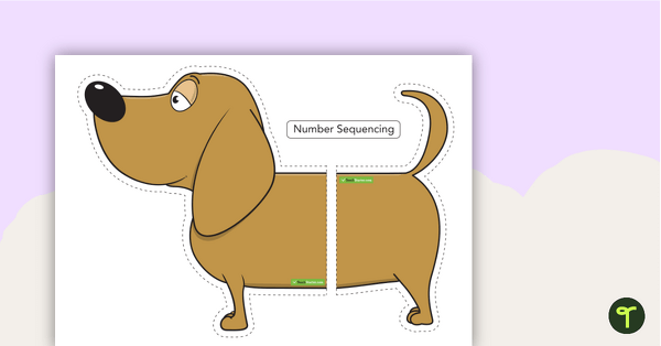 Image of 1 to 9 Number Sequencing Sausage Dog Activity and Template