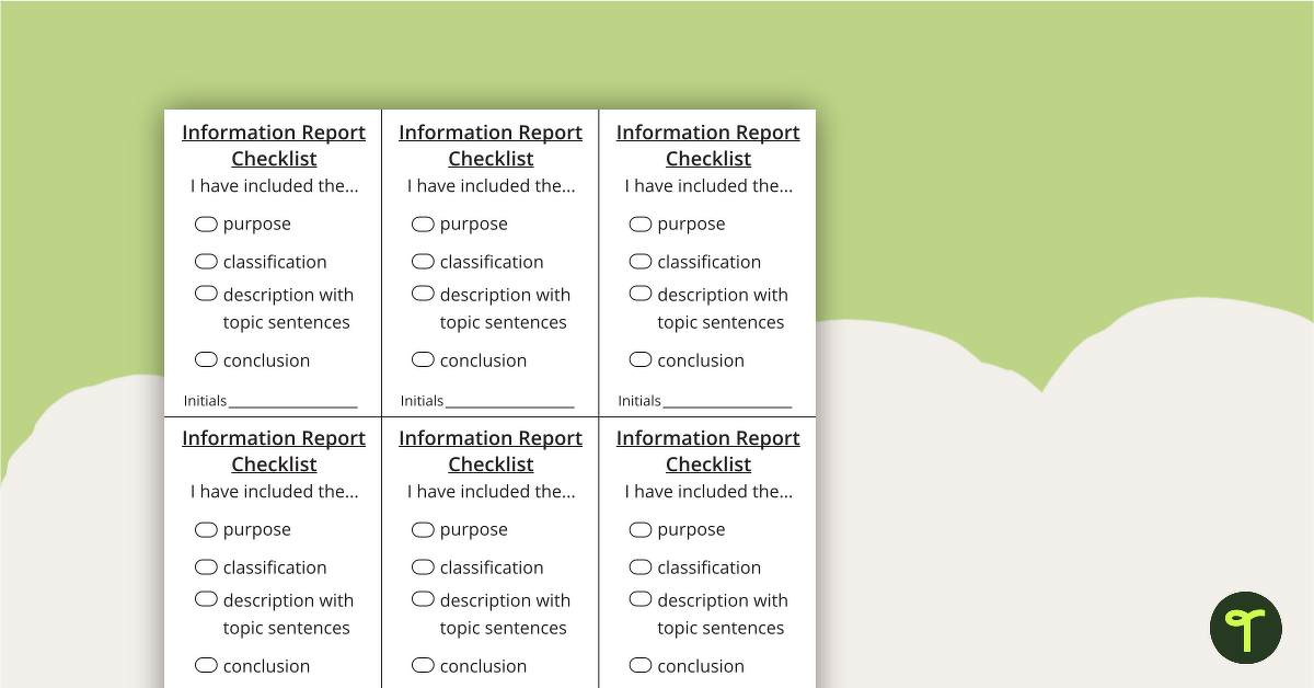 Informational Report Writing Checklist teaching resource