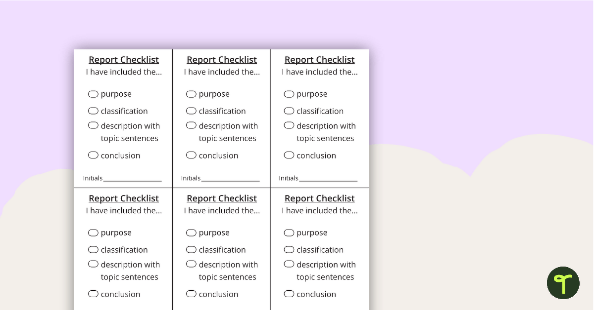 Report Writing Checklist teaching resource