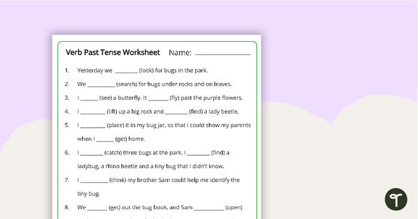 Verb Past Tense Worksheet teaching resource