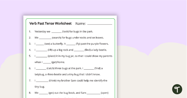 Past Tense Verbs Worksheets