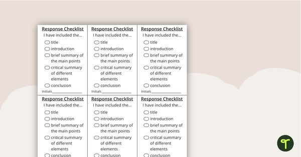 Response Writing Checklist teaching resource