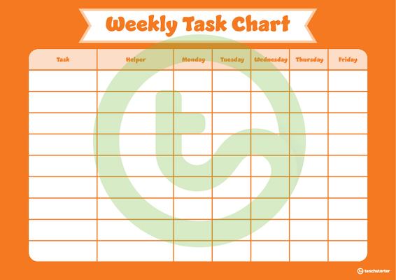 Plain Orange - Weekly Task Chart teaching resource