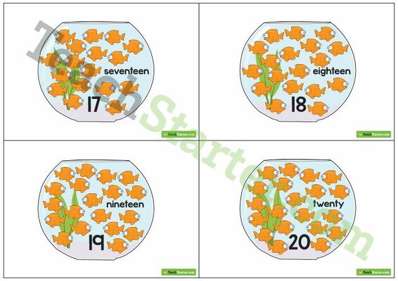 Fish Bowl Number Cards - 1 to 20 teaching resource
