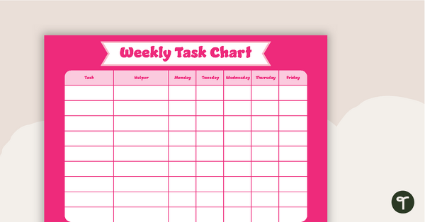 Plain Pink - Weekly Task Chart teaching resource