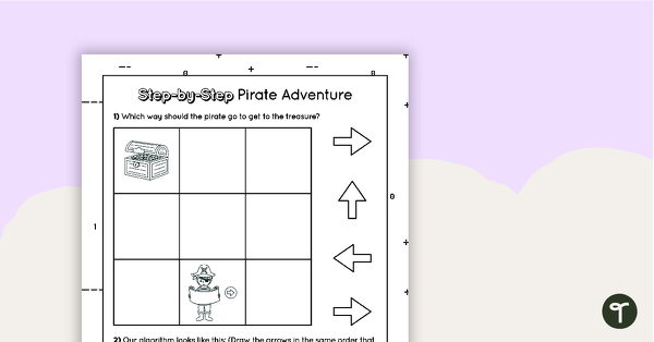 Preview image for Step by Step Introductory Worksheet for Algorithms - Pirate Adventure - teaching resource