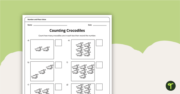 Counting Crocodiles - Numbers 1 to 10 Worksheet teaching resource