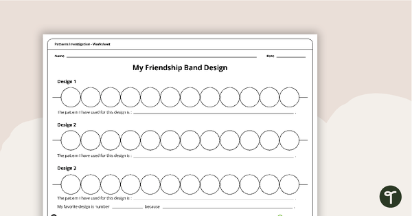 Patterns Math Investigation - Bands of Friendship teaching resource