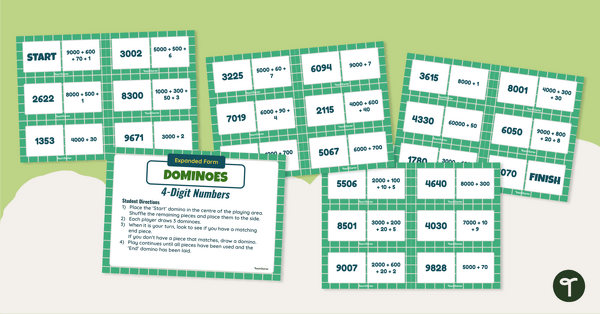Expanded Notation Dominoes (4-Digit Numbers) teaching resource