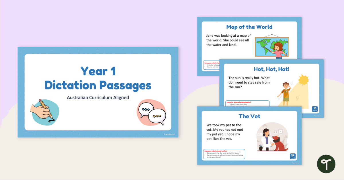 Year 1 Dictation Passages PowerPoint teaching resource