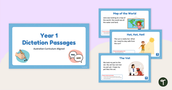 Go to Year 1 Dictation Passages PowerPoint teaching resource