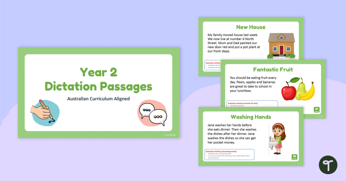 Year 2 Dictation Passages PowerPoint teaching resource