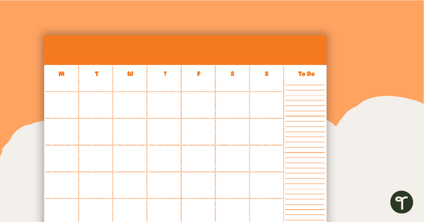 Plain Orange - Monthly Overview teaching resource