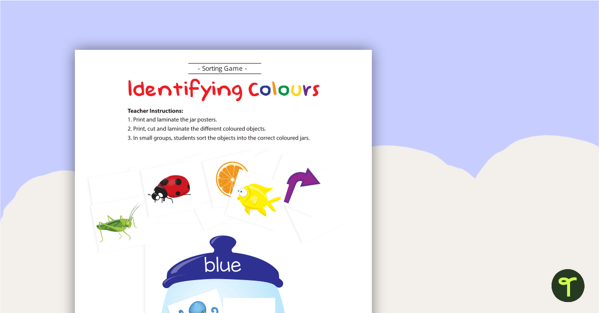 Identifying Colours Sorting Activity teaching resource