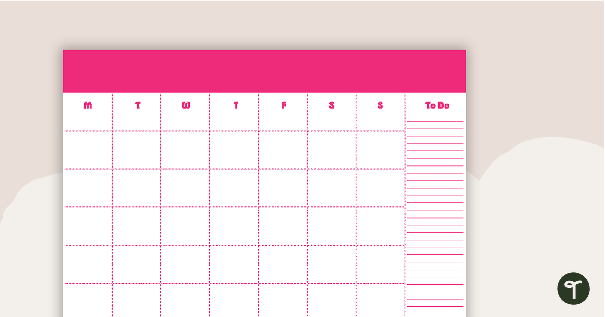 Plain Pink - Monthly Overview teaching resource