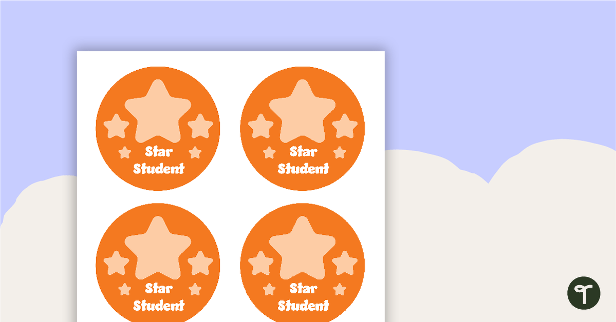 Plain Orange - Star Student Badges teaching resource