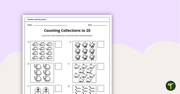 Go to Counting Collections to 20 Worksheet teaching resource