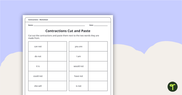 Image of Contractions Worksheet Pack