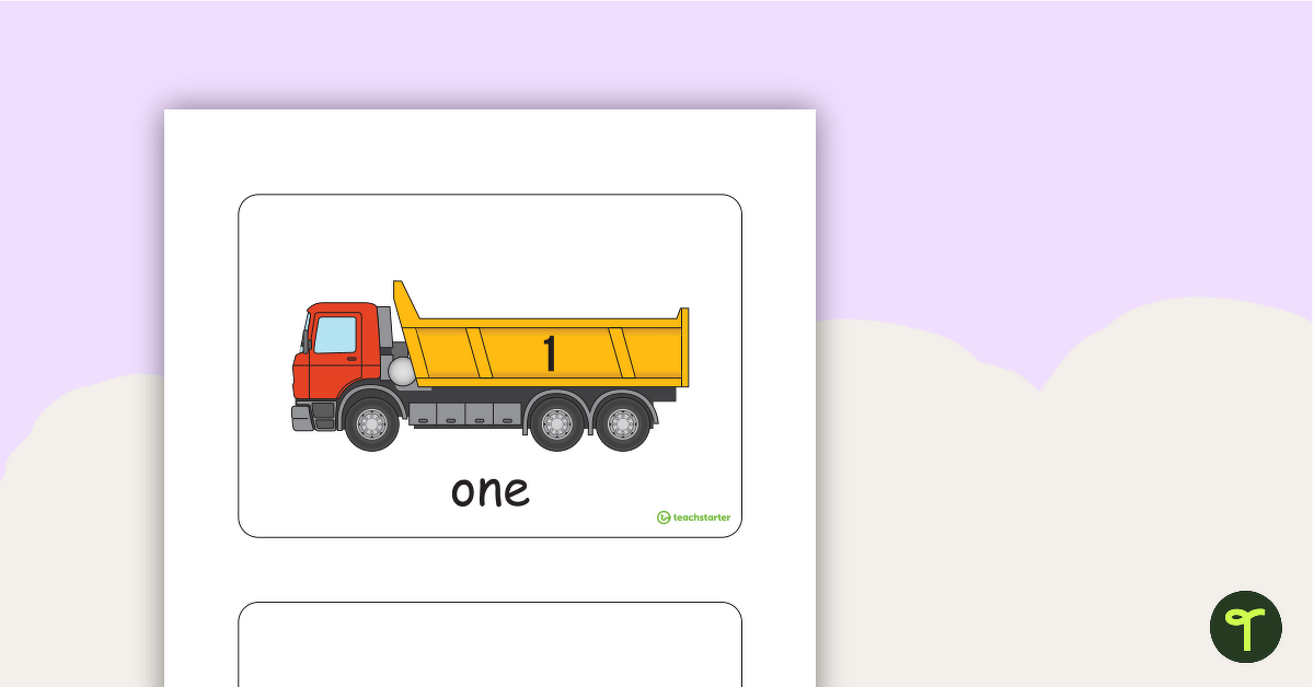 1 to 20 Dump Truck Number Cards teaching resource