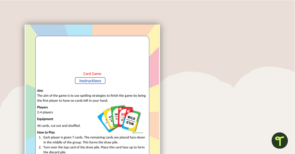 Spelling Words Card Game – Editable teaching resource