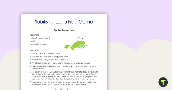 Subitising Leap Frog Game teaching resource