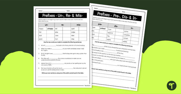 Preview image for Prefixes - Worksheet - teaching resource