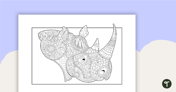 Image of Rhino Mindful Coloring Sheet