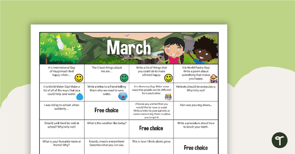 Image of March Writing Prompts - Lower Primary