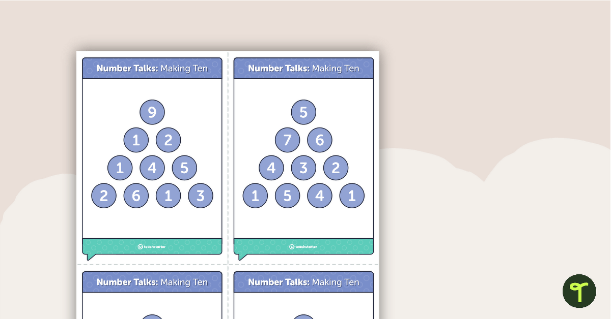 Number Talks - Making Ten Task Cards teaching resource
