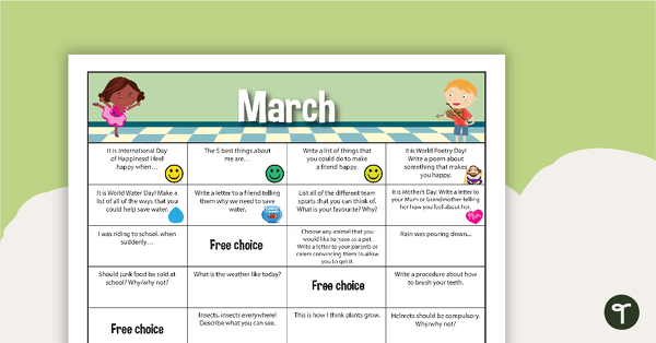 March Writing Prompts - Key Stage 1 teaching resource