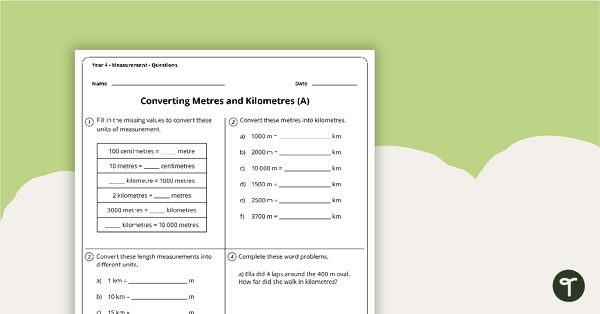 Go to Measurement Worksheets - Year 4 teaching resource