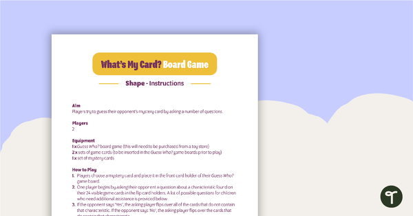 What's My Card? Shape Board Game teaching resource