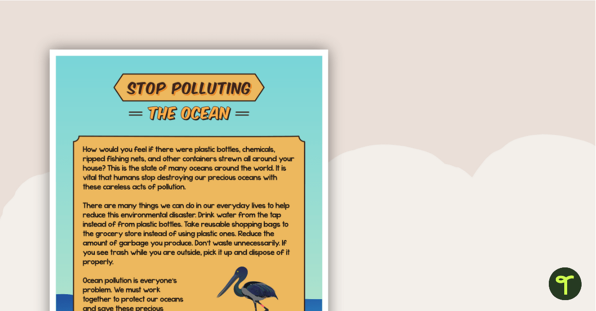 Sequencing Activity - Stop Polluting The Ocean (Opinion Text) teaching resource