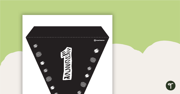 Funky Chalkboard BW - Letters and Number Pennant Banner teaching resource