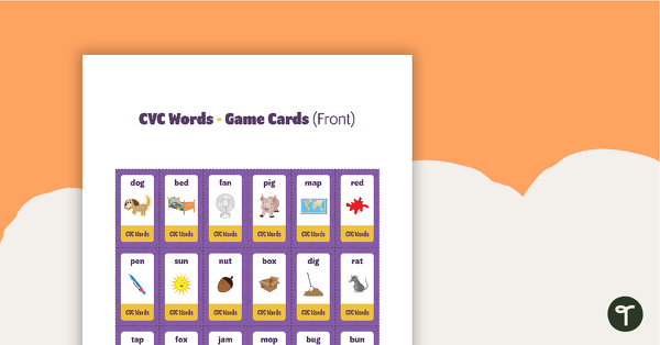 Go to What's My Card? CVC Words Board Game teaching resource