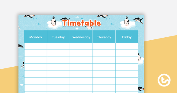 Penguins – Weekly Timetable teaching resource