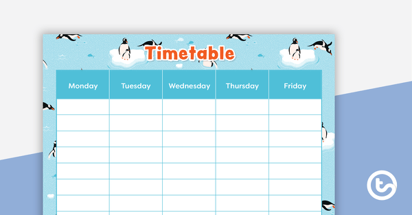 Penguins – Weekly Timetable teaching resource