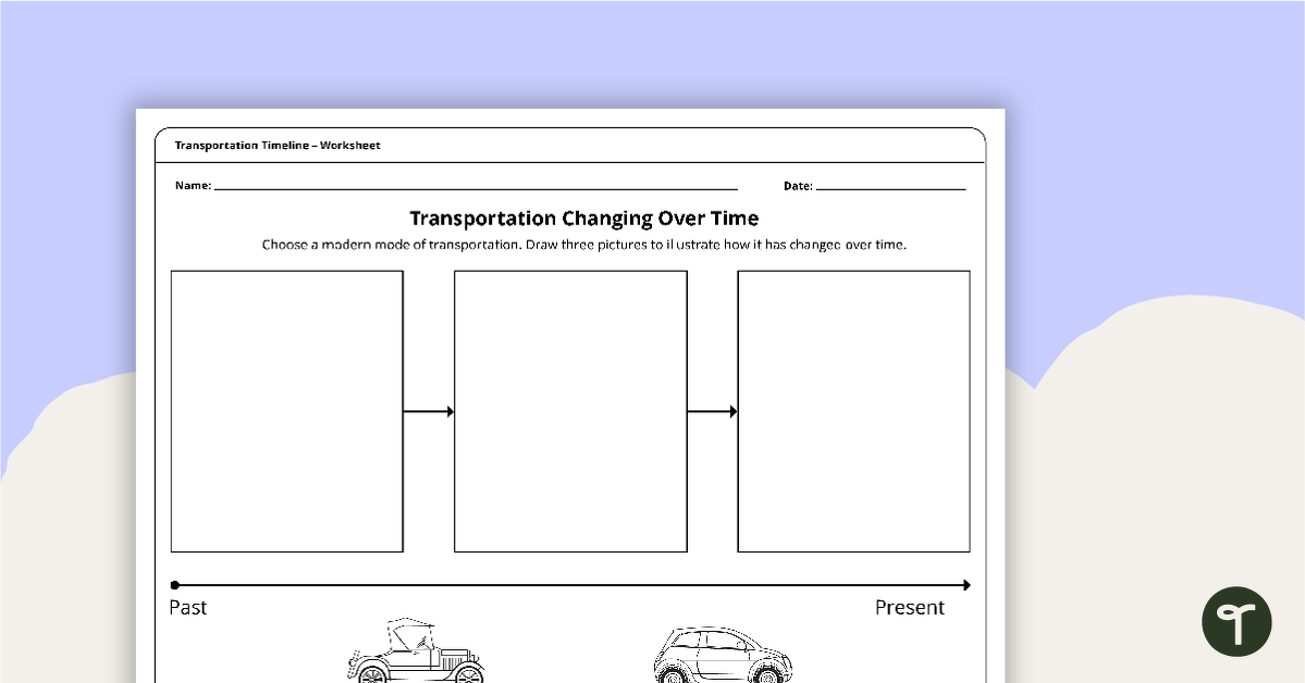 Transportation Changing Over Time - Timeline Worksheet teaching resource