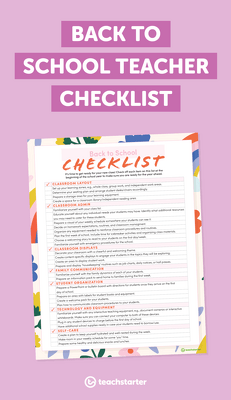 Back-to-School Checklist for Teachers teaching resource