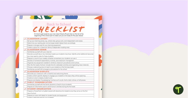 Go to Back-to-School Checklist for Teachers teaching resource