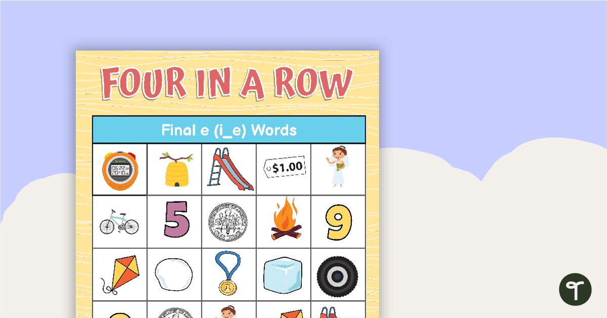 Four in a Row Game - i_e Words teaching resource