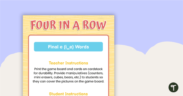 Four in a Row Game - i_e Words teaching resource