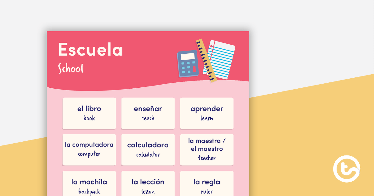 School - Spanish Language Poster teaching resource