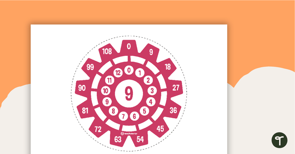 Go to Multiplication Gears - Multiplication Facts of 9 Poster teaching resource