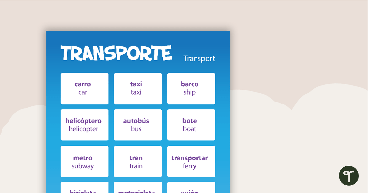 Transport - Spanish Language Poster teaching resource