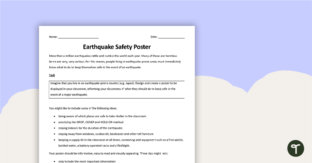Earthquake - Safety Poster teaching resource