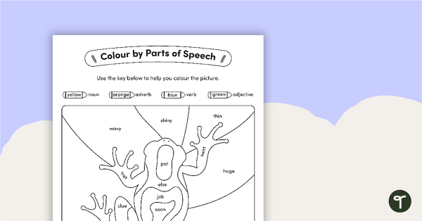 Colour by Parts of Speech - Nouns, Verbs, Adjectives, Adverbs - Frog teaching resource