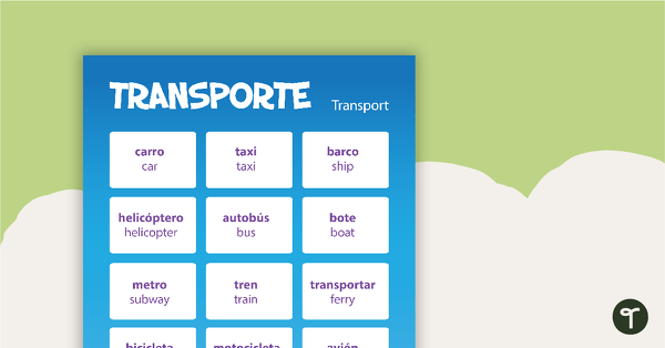 Transport - Spanish Language Poster teaching resource